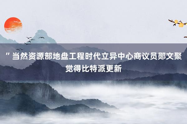 ”当然资源部地盘工程时代立异中心商议员郧文聚觉得比特派更新