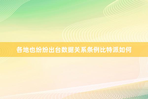 各地也纷纷出台数据关系条例比特派如何