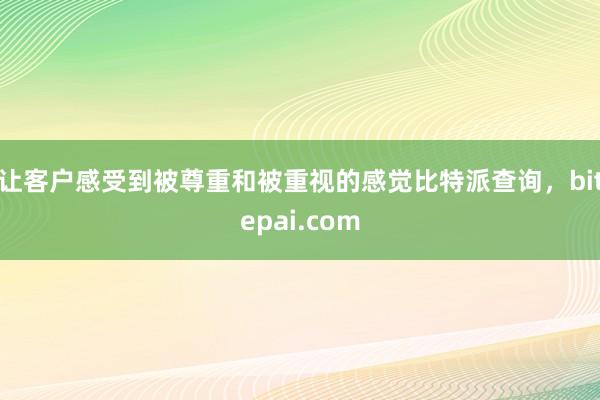 让客户感受到被尊重和被重视的感觉比特派查询，bitepai.com