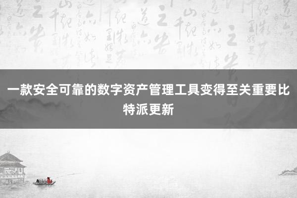 一款安全可靠的数字资产管理工具变得至关重要比特派更新