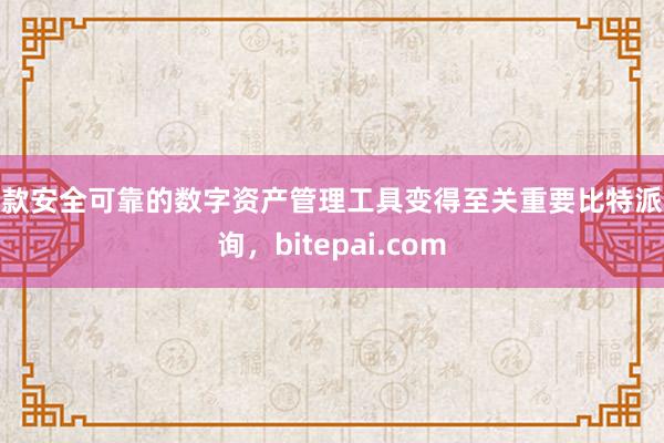 一款安全可靠的数字资产管理工具变得至关重要比特派查询，bitepai.com