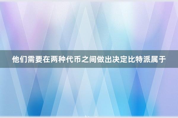 他们需要在两种代币之间做出决定比特派属于