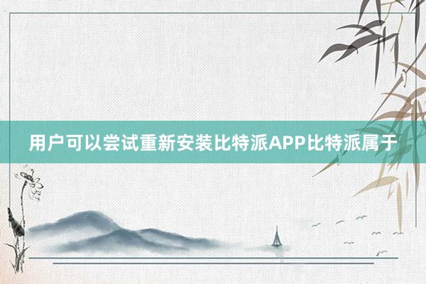 用户可以尝试重新安装比特派APP比特派属于