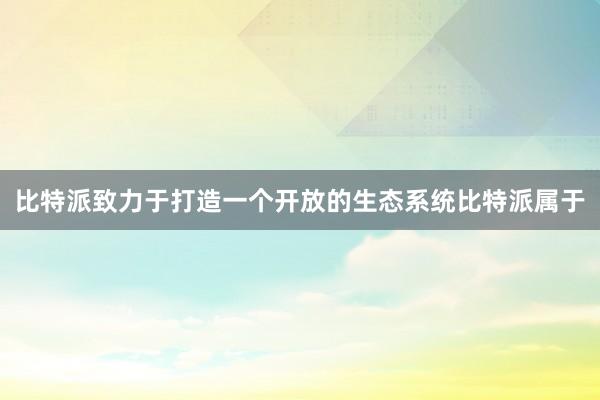 比特派致力于打造一个开放的生态系统比特派属于