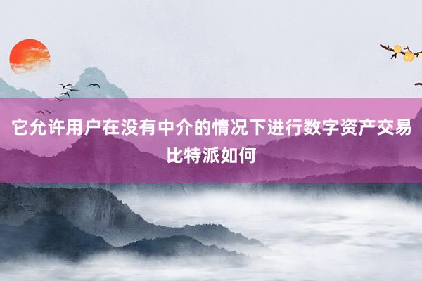 它允许用户在没有中介的情况下进行数字资产交易比特派如何