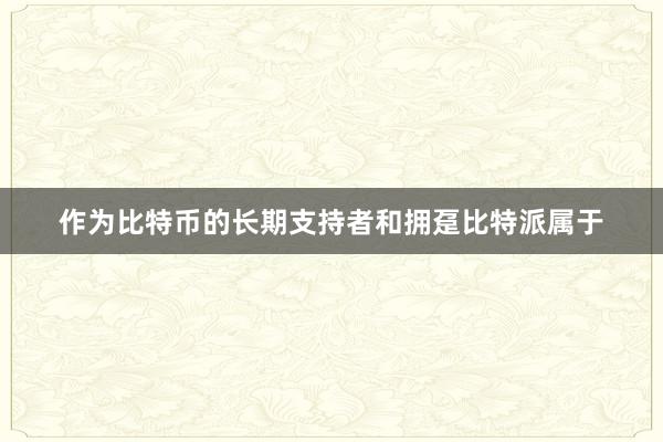 作为比特币的长期支持者和拥趸比特派属于