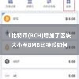 1比特币(BCH)增加了区块大小至8MB比特派如何